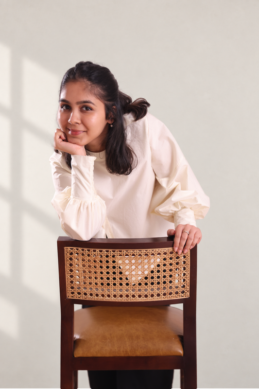 Bishop Sleeves Cotton Poplin Shirt