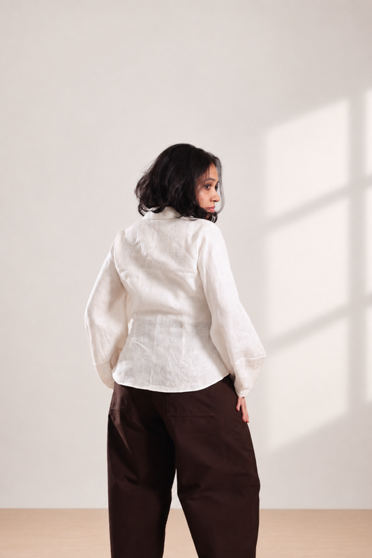 Asymmetric Wrap Linen Shirt