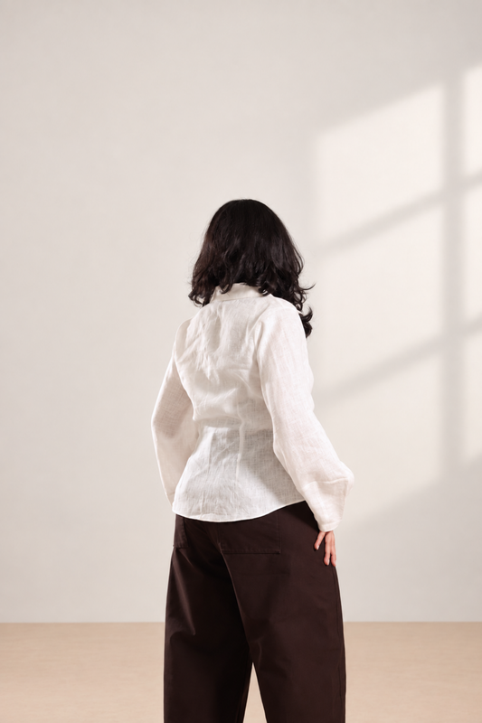 Asymmetric Wrap Linen Shirt