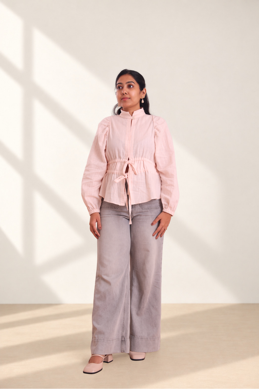 Drawstring Cotton-Linen Blend Shirt