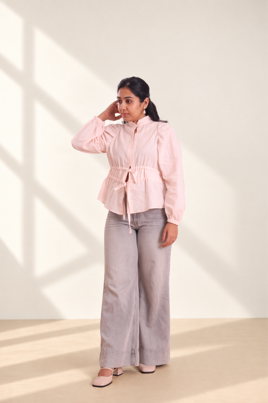 Drawstring Cotton-Linen Blend Shirt