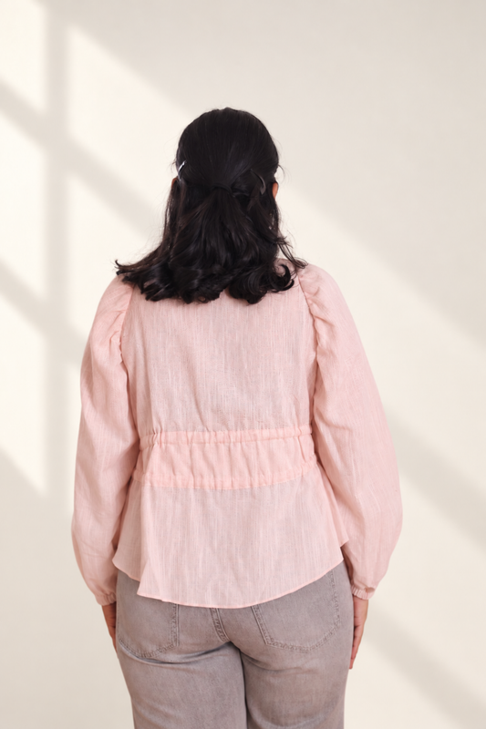 Drawstring Cotton-Linen Blend Shirt