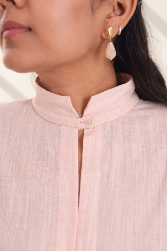 Drawstring Cotton-Linen Blend Shirt