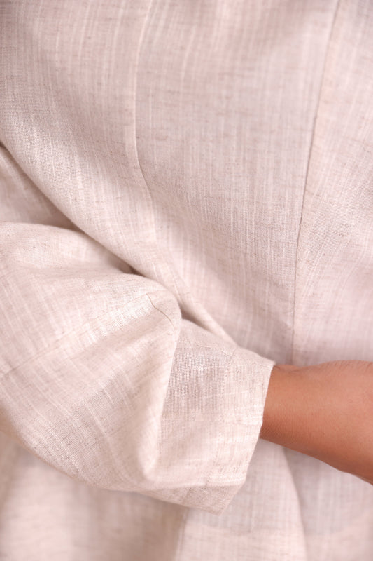 Backward Button Down Cotton-Linen Shirt