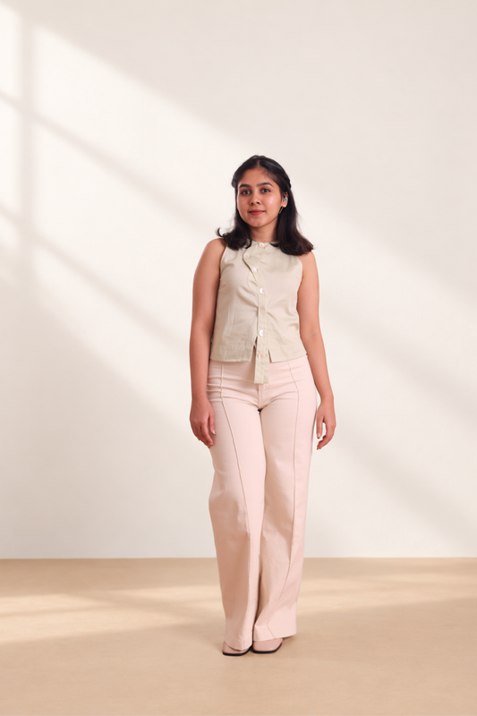 Halterneck Cotton Sateen Shirt