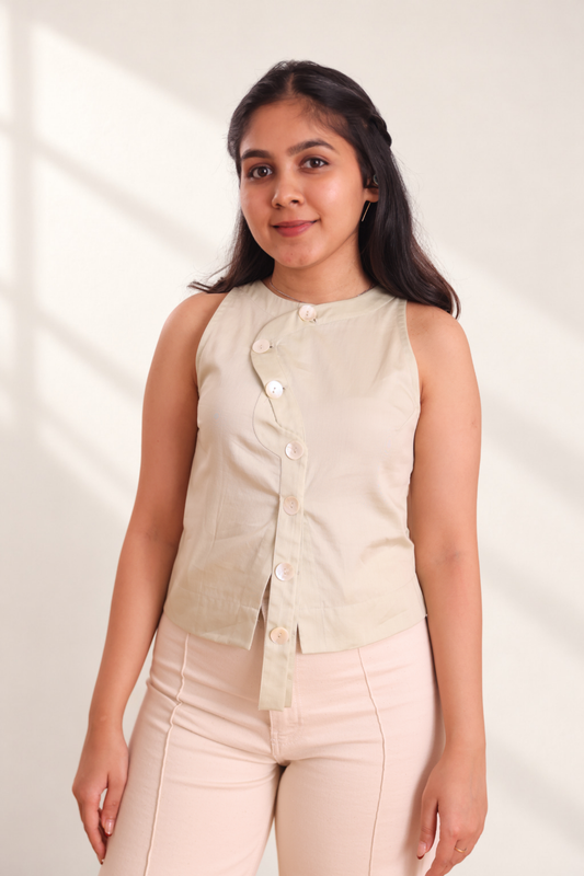 Halterneck Cotton Sateen Shirt